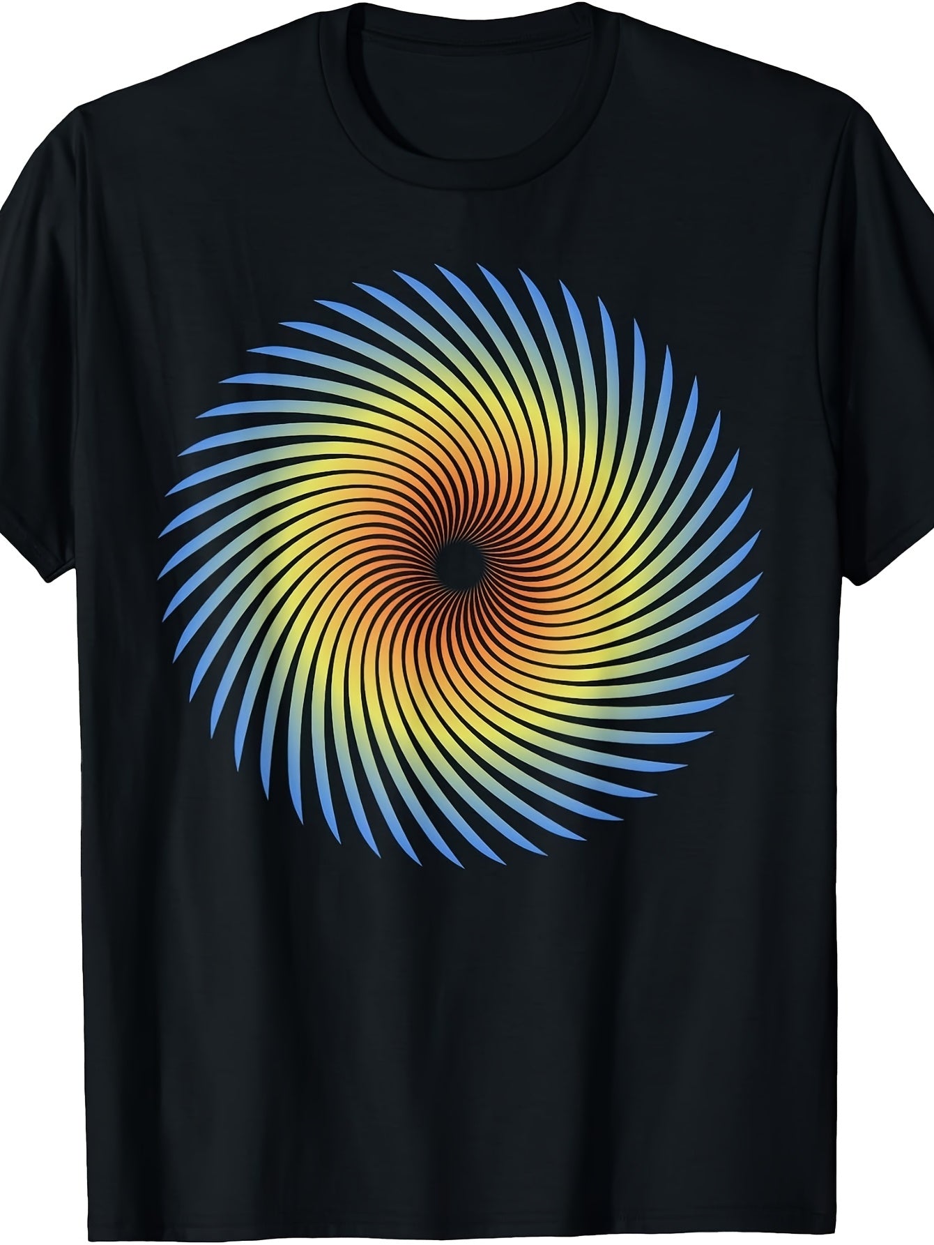 Men'S And Women'S T-Shirt, Psychedelic Spiral Optical Illusion Design, Summer Casual Wear