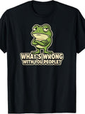 Funny Sarcastic Frog T-Shirt - Retro Introvert Humor "People Are Exhausting" Graphic Tee, Suitable for, Casual Wear & Gifts, Machine Washable Frog for Introvert Lifestyle Apparel