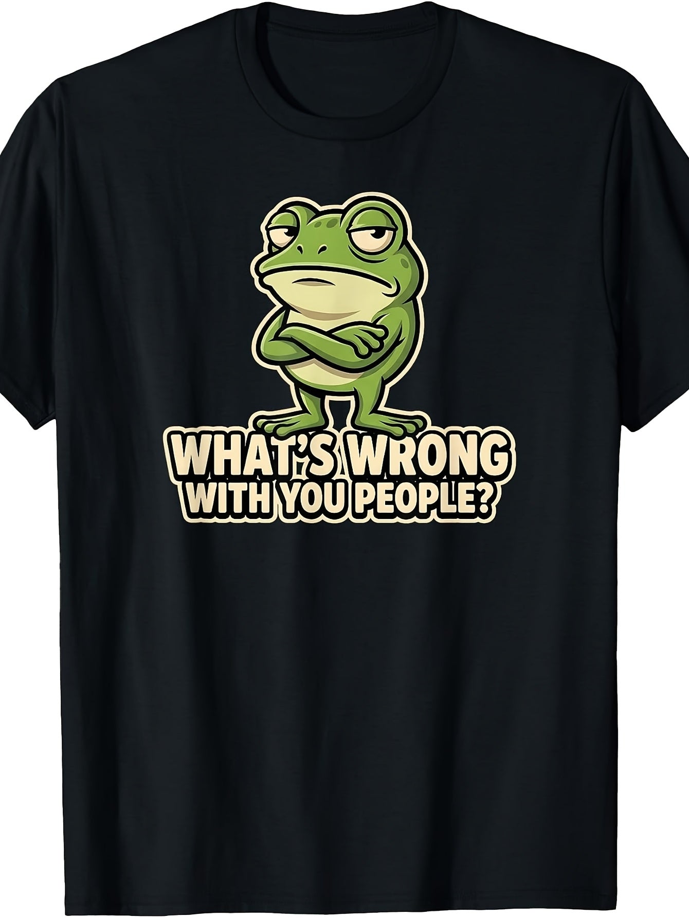 Funny Sarcastic Frog T-Shirt - Retro Introvert Humor "People Are Exhausting" Graphic Tee, Suitable for, Casual Wear & Gifts, Machine Washable Frog for Introvert Lifestyle Apparel