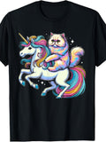 Persian Cat Riding Unicorn Magical Adventure T-Shirt