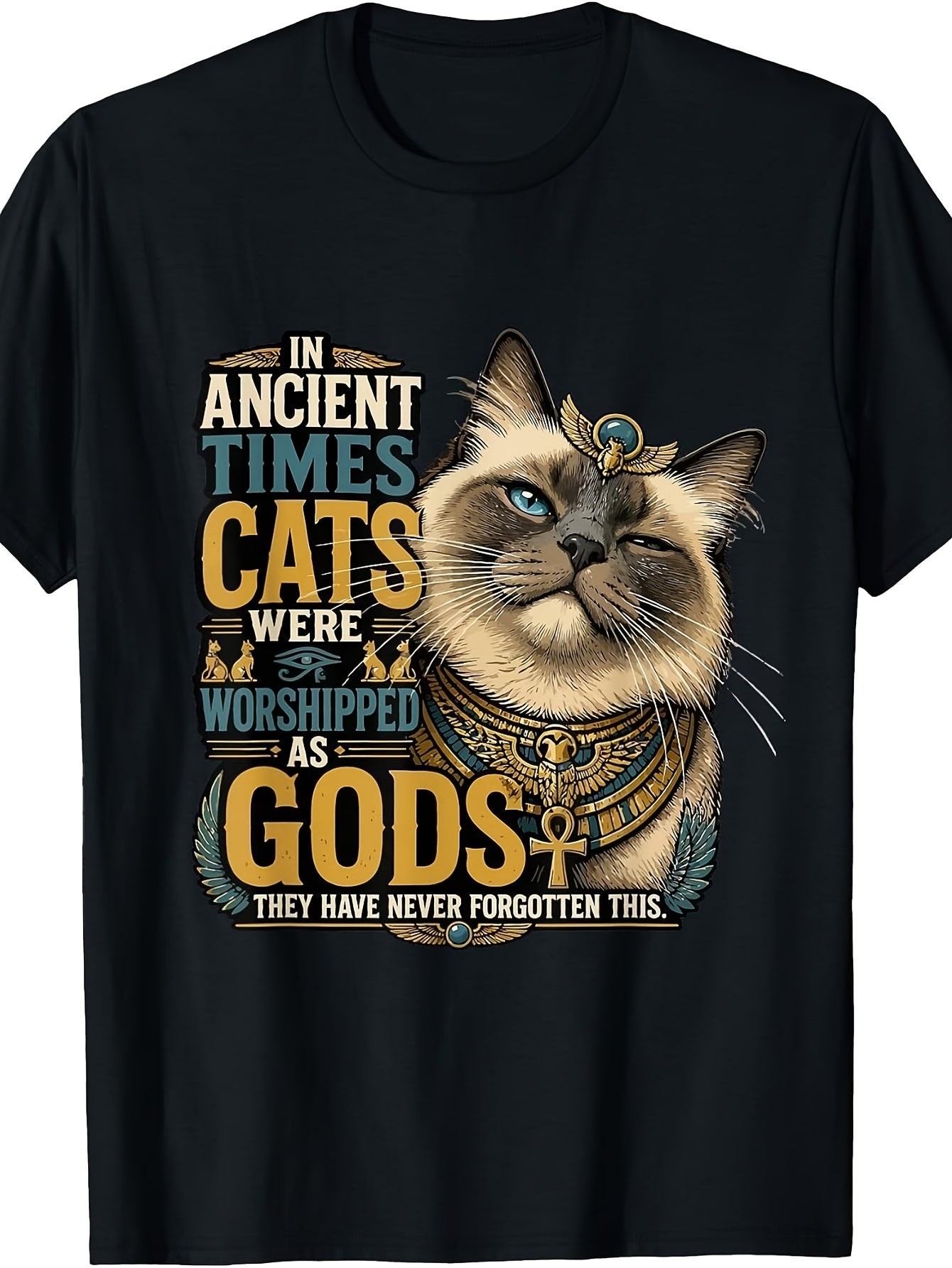 Men'S And Women'S T-Shirt, Vintage Egyptian Cat God Design, Casual Wear Summer Spring Fall