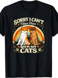 Cute Cat Mom Couple Lover Saying Design for Women Men T-Shirt