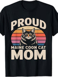 Proud Maine Coon Cat Mom Retro T-Shirt