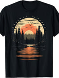 Retro Wilderness Bear Trees Reflection Outdoor Forest T-Shirt