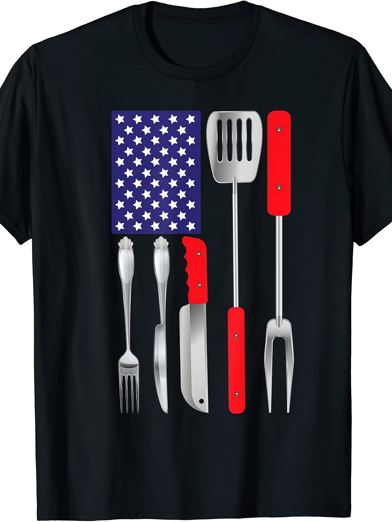 Funny Chef Tools Cooking And Grilling Cook Grill USA Flag T-Shirt for Women Men